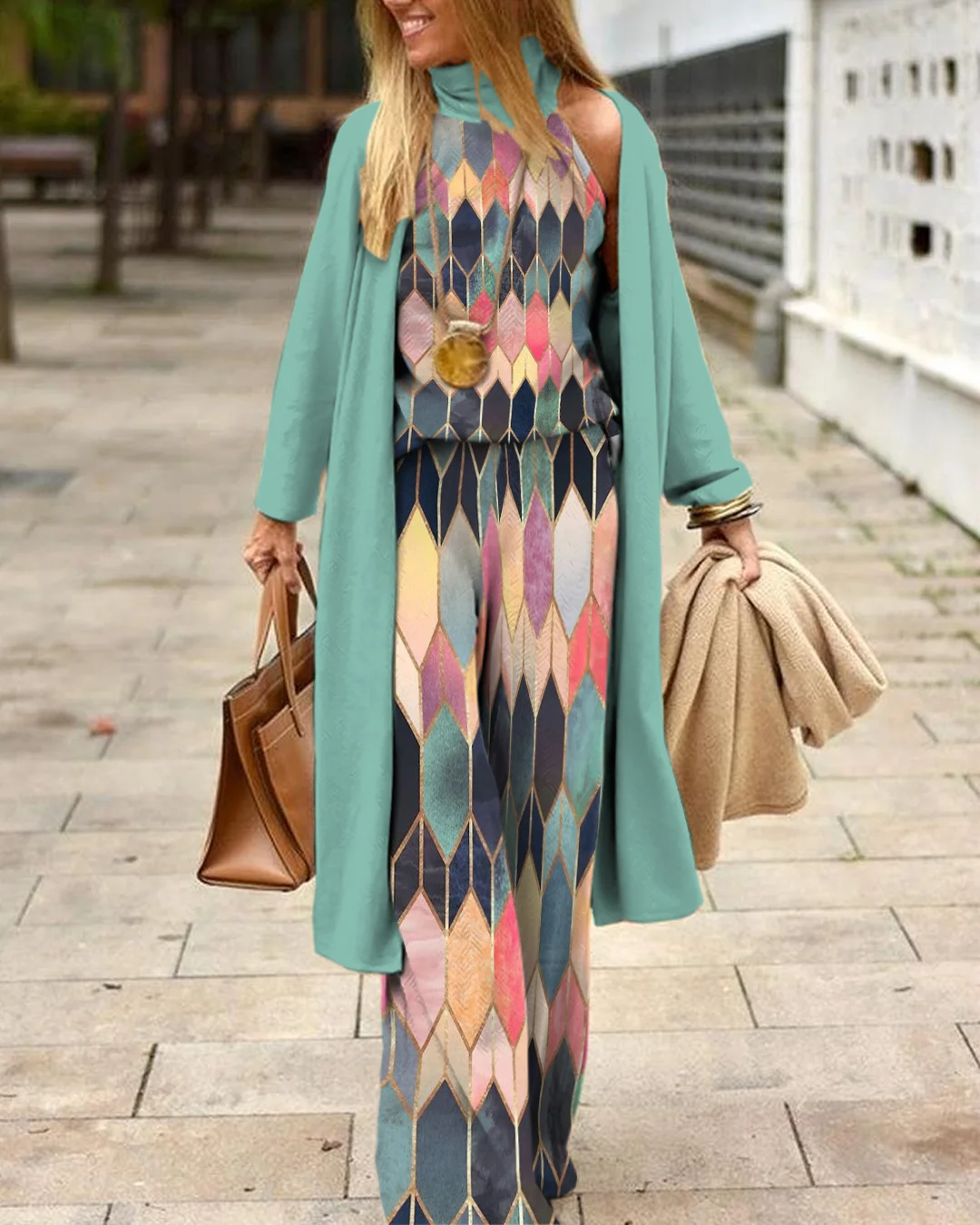 Herringbone Sweater Three-Piece Suit 8e31