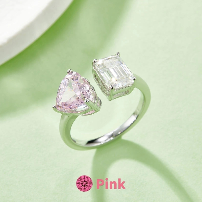 Round Brilliant 18K Gold Plated Moissanite Rings Heart Shape VVS1-VVS2