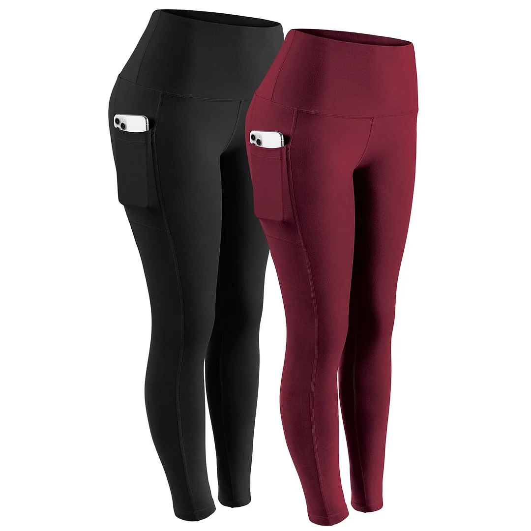 ATHVOTAR Middle Waist Leggings With Pocket Elastic Women Leisure Type Push Up Leggings Women Gym Hip Fitness Pants