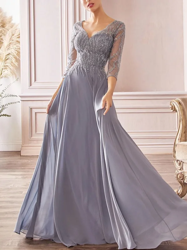 V-Neck Sequined Lace Solid Dress