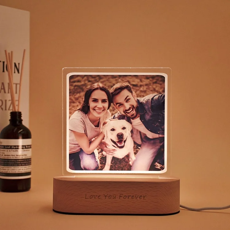 Lámpara 3D ilusión luz de noche LED con 1 foto y texto personalizados