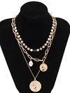 Retro Portrait Embossed Pendant Multilayer Necklace