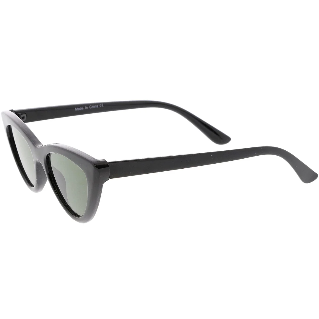 Retro Cat Eye glasses Thick Frame Neutral Colored Flat Lens 48mm