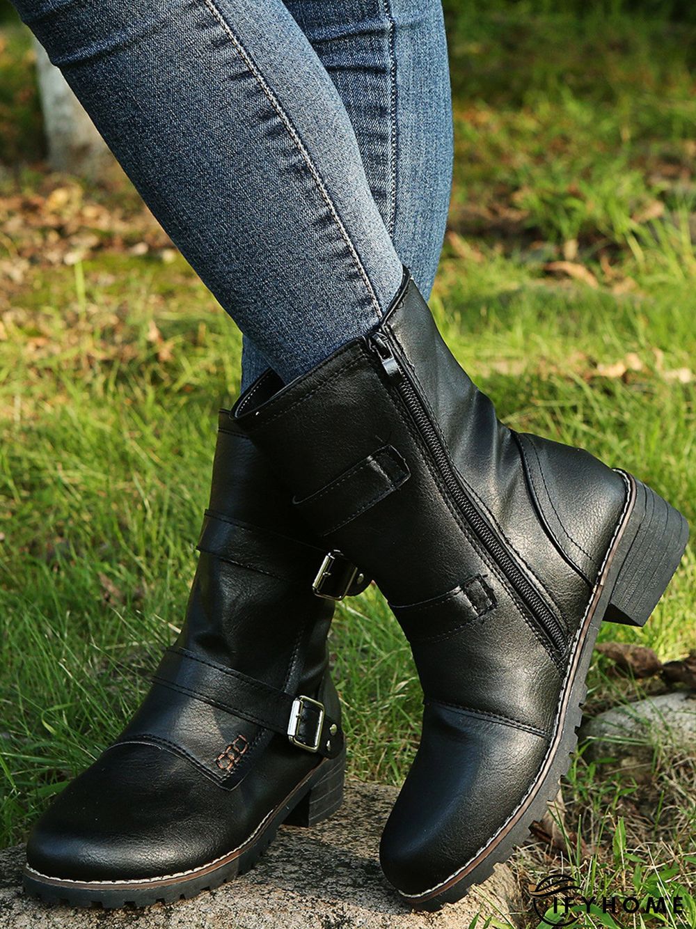 Vintage Split Joint Buckle Boots | IFYHOME