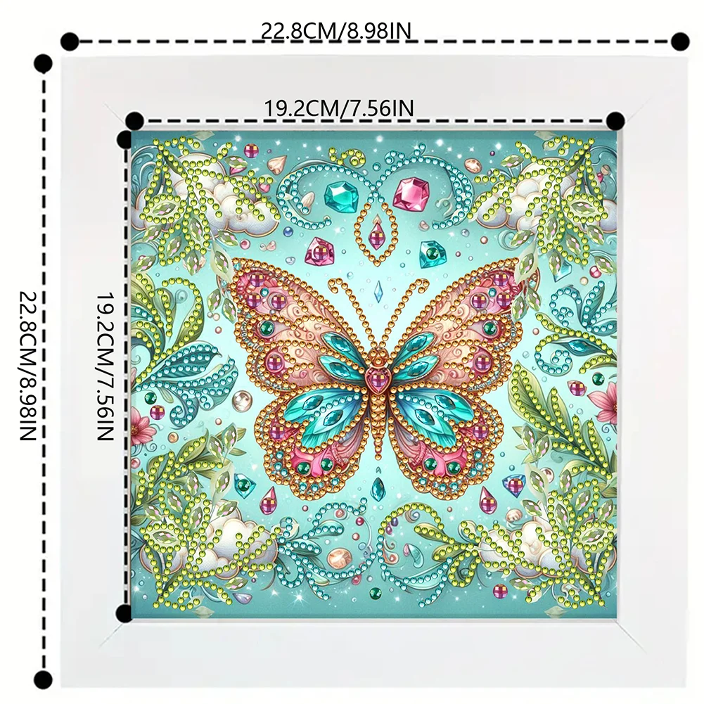 5D DIY Partial Special Shaped Drill Diamond Painting Kit Butterfly Decor(19.2*19.2cm)【With Frame】