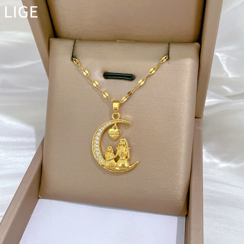 Moon Geometric Stainless Steel Stainless Steel Necklaces