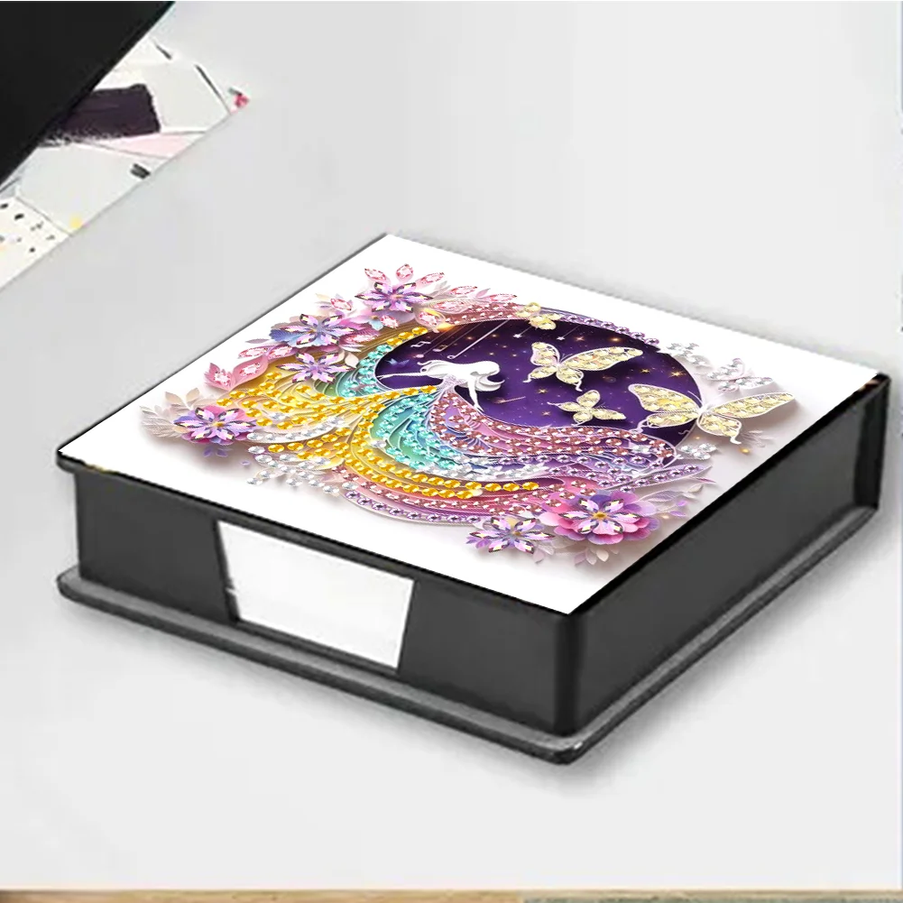 PU Girl Diamond Painting Notecard Box Rhinestones Post It Dispenser