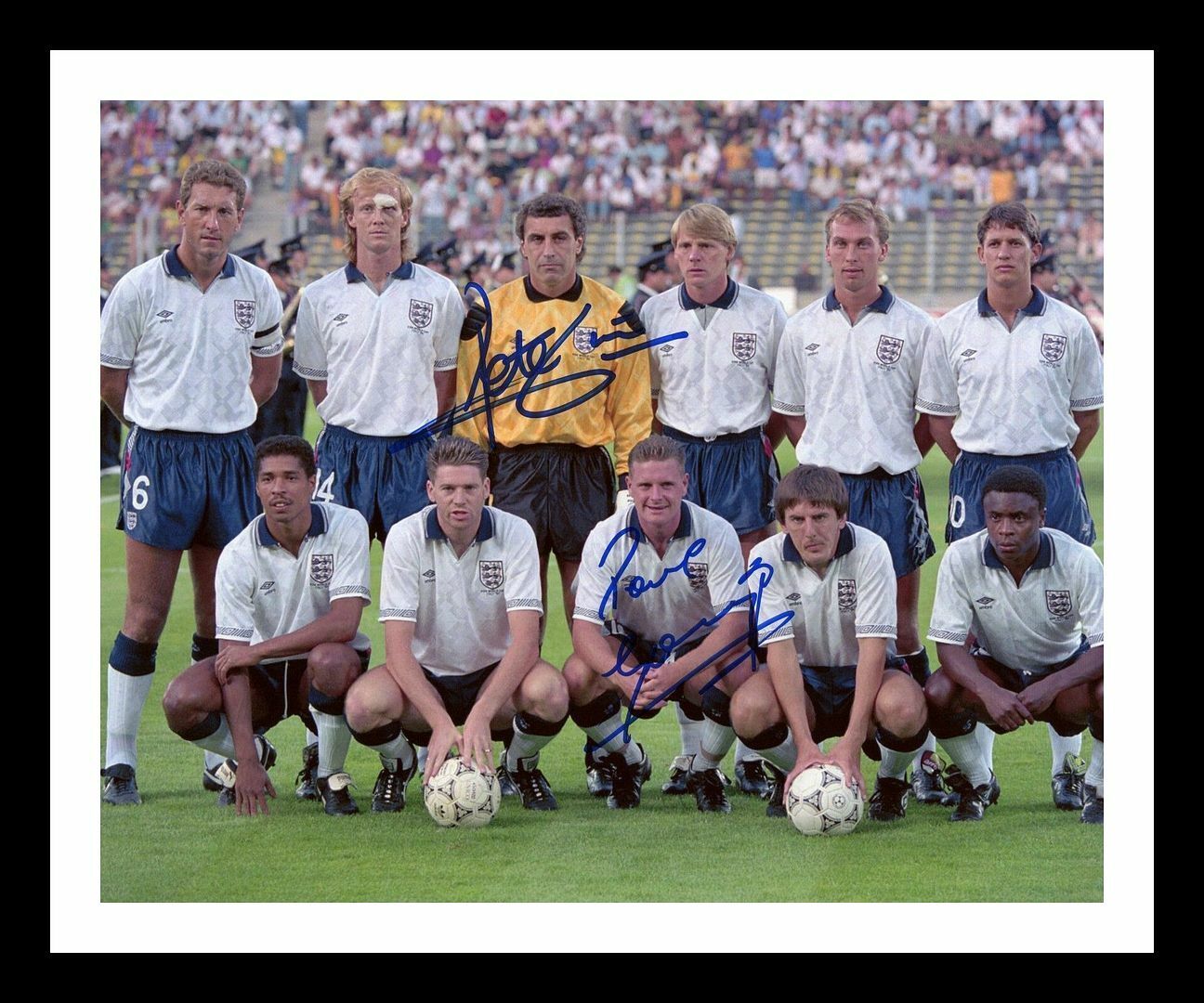 Paul Gascoigne & Peter Shilton - England Autographed Signed & Framed Photo Poster painting