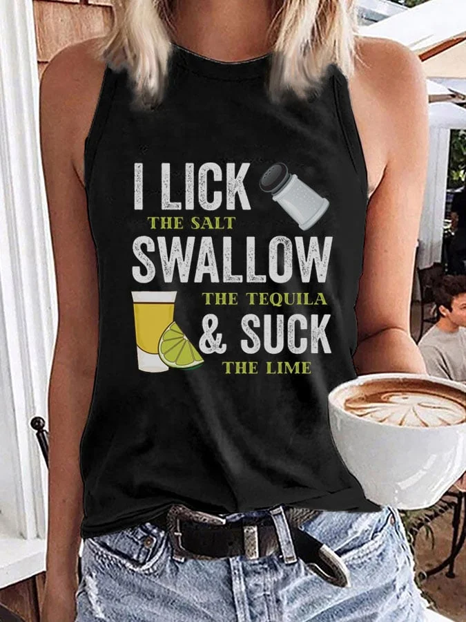 🔥Buy 3 Get 10% Off🔥Women's Lick The Salt Swallow The Tequila Suck The Lime Print Tank Top