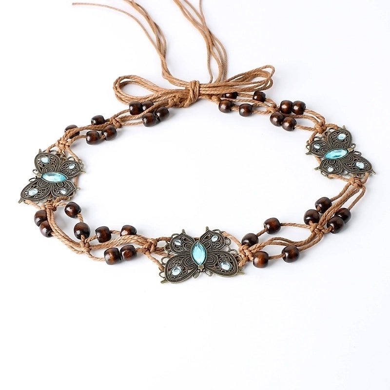 Bohemian Butterfly Alloy Inlay Rhinestones Women’s Woven Belts 1 Piece
