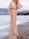 Spangle Backless Flared Sleeves Maxi Dresses