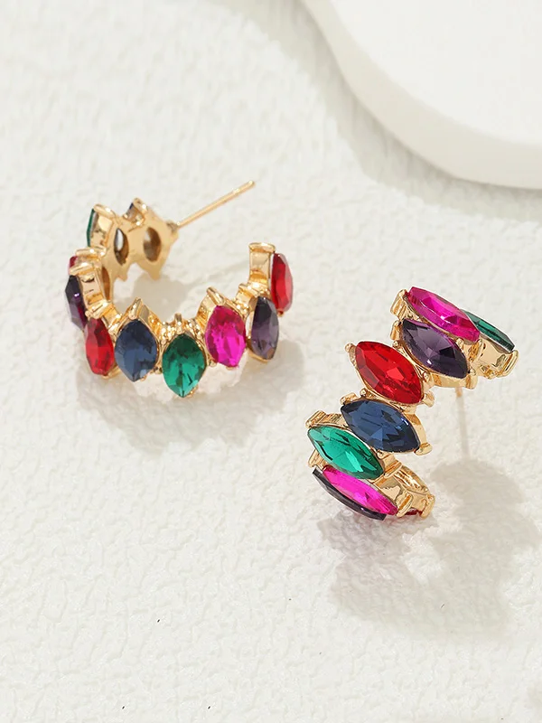 Contrast Color Geometric Stylish Statement Earrings Accessories