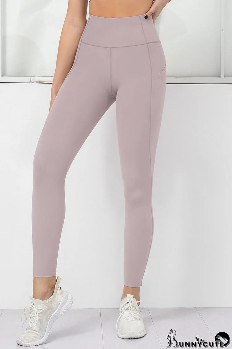 Purple Casual Sportswear Solid Basic Skinny High Waist Trousers