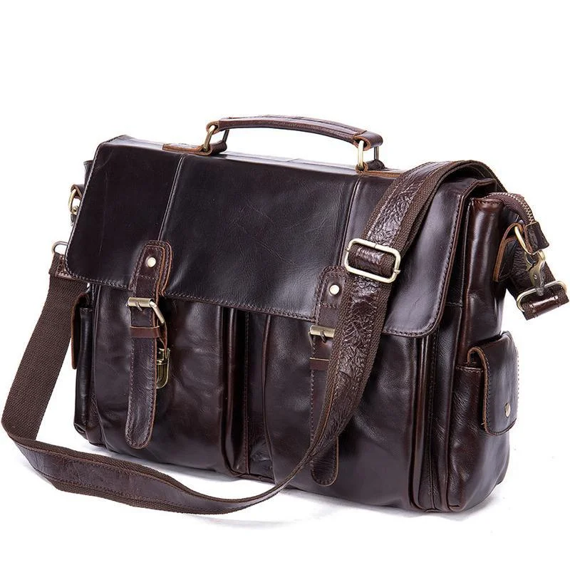 Men's Business Handbag Retro Leather Flip Type Crossbody Bag