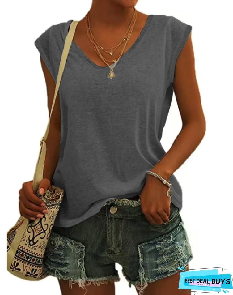 Short Sleeve Cotton-Blend Solid T-shirt