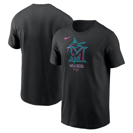 Men's Miami Marlins  Black 2025 City Connect Large Logo T-Shirt