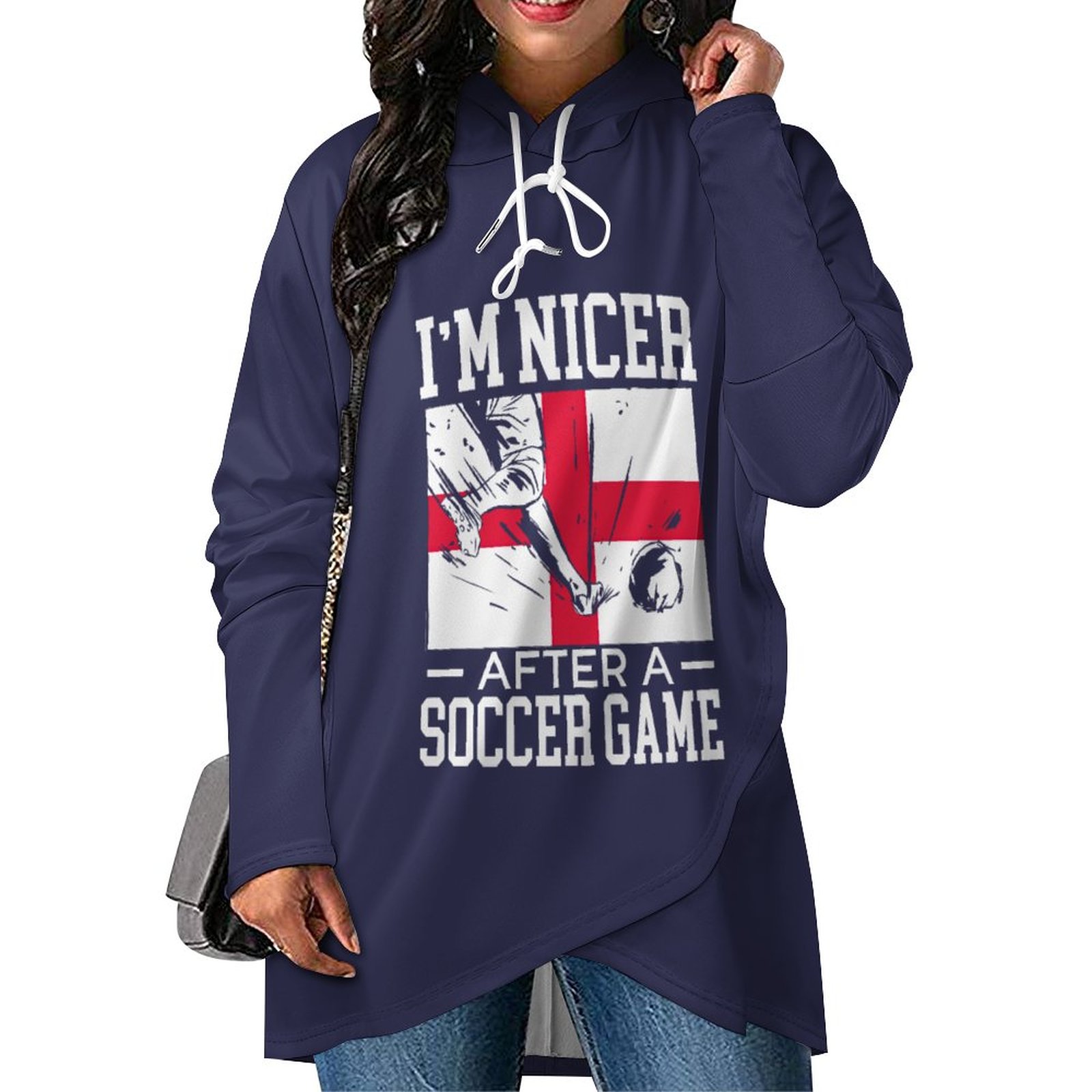 England I'm Nicer after A Soccer Game Women Long Hoodie