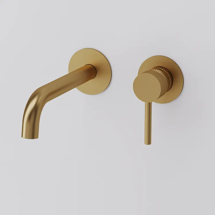 EVERSTEIN Elegant Wall-Mounted Bathroom Faucet in Brushed Gold 