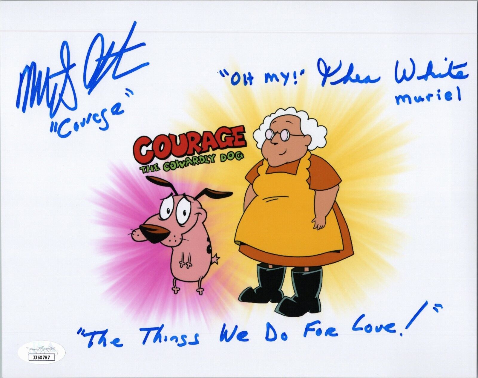 MARTY GRABSTEIN & THEA WHITE Hand-Signed COURAGE COWARDLY DOG 8x10 Photo Poster painting JSA COA