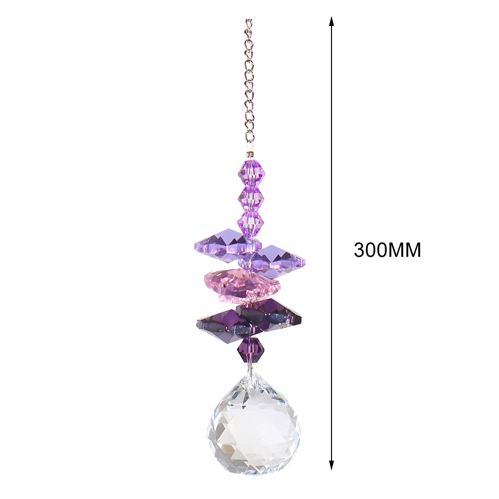 Crystal Wind Chime Light Catching Pendant Home Hanging Ornaments (Purple)