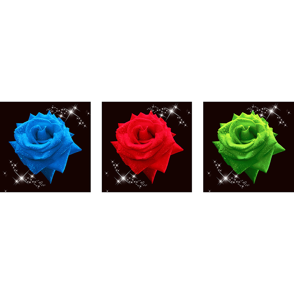 

84*30CM - Multi-Picture Special Shaped Diamond Painting - 3 Panel Rose, 501 Original