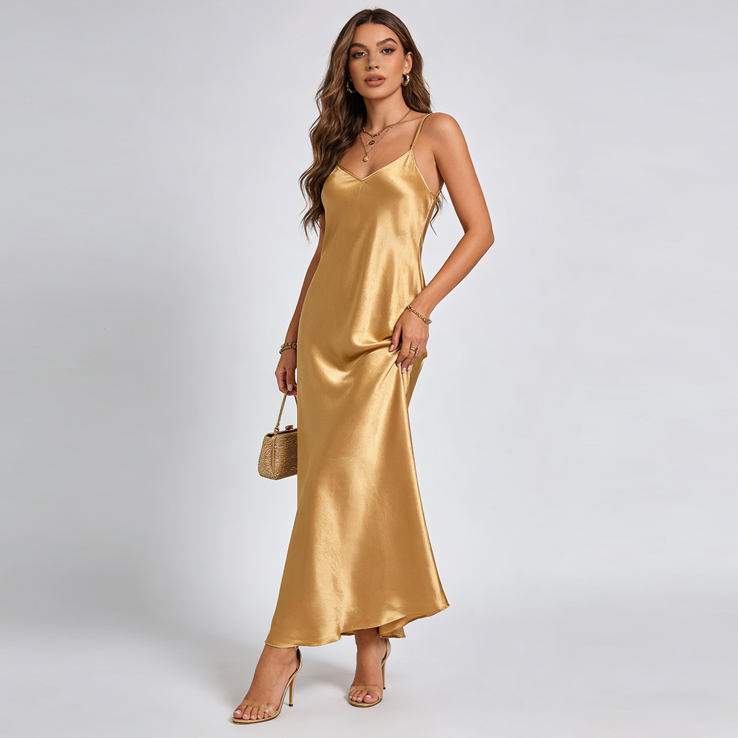 Silk Dress V-Neck Camisole Maxi Style REAL SILK LIFE