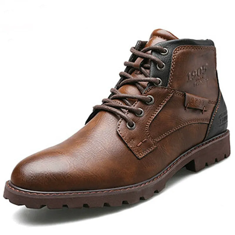 VIP Classic Brand Men Boots Italy Handmade Men Ankle Boots Outdoor Waterproof Male Work Shoes Autumn Lace-UP Man Moccasins