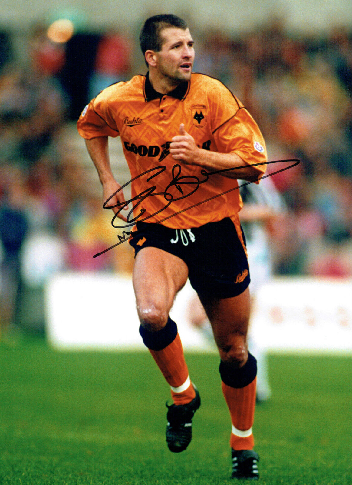 Steve BULL Football LEGEND 16x12 Signed Autograph WOLVES Photo Poster painting D AFTAL COA