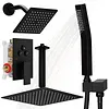 [US Local Warehouse] Mixer Shower W/ 12in Ceiling Mount 6in Wall Mount Showers Head Ceiling Mounted Shower System Combo Set Push Button Diverter with 2 in 1 Handheld for Bathroom and Hotel