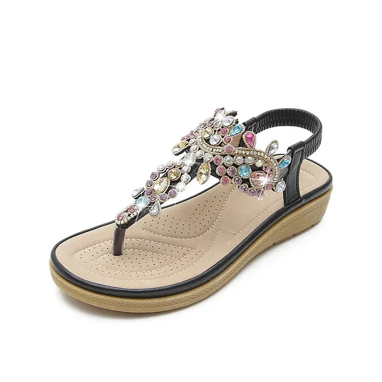 Fashionable women's sandals with rhinestones and platform shopify Stunahome.com