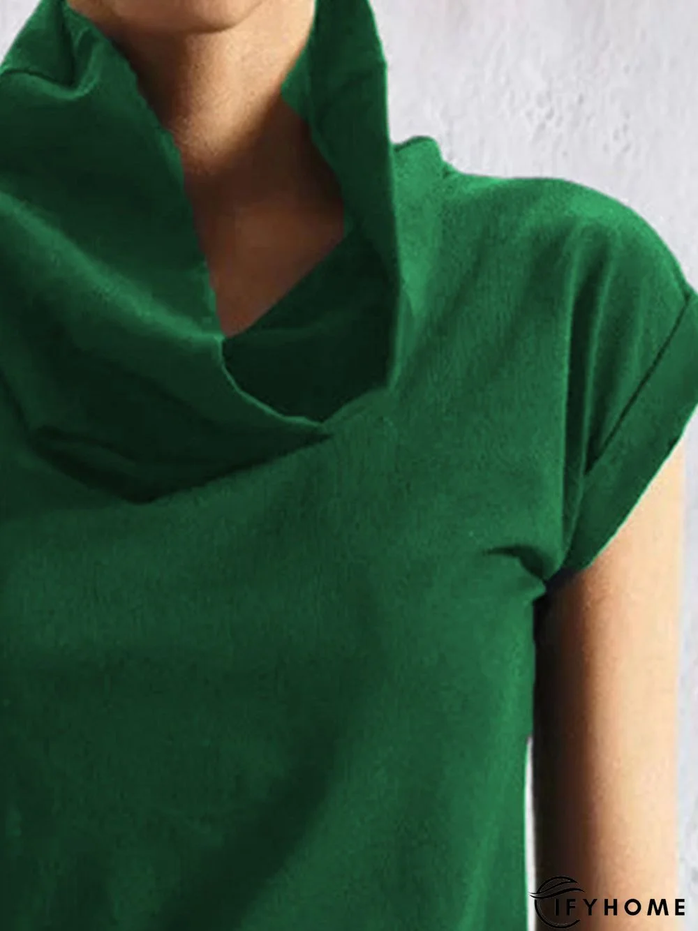 Vintage Plain Statement Short Sleeves Stand Collar Casual Top | IFYHOME