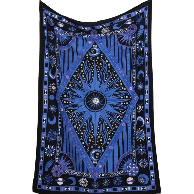 India Tarot Ouija Mandala Tapestry Hippie Psychedelic Tapestry Macrame Wall Hanging Sun Moon Boho Decor Headboard Blanket Picnic