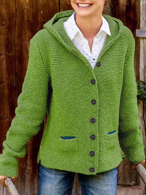 casual Solid Color Hooded Sweater tjj Shicloths