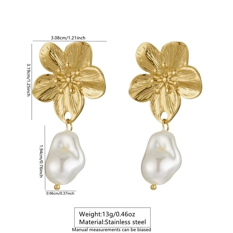 1 Pair Exaggerated Pastoral Streetwear Flower 304 Stainless Steel Imitation Gold  Ear Studs