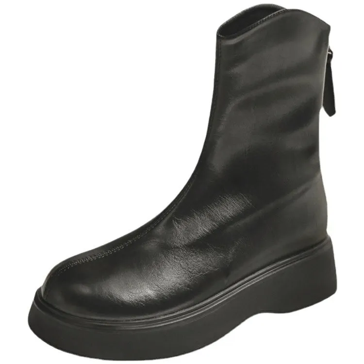 Churchf Churchf Boots Women Autumn / Winter 2024 New Thick Bottom Black Fashion Martin Boots Women Show Thin Soft Leather Women Boots