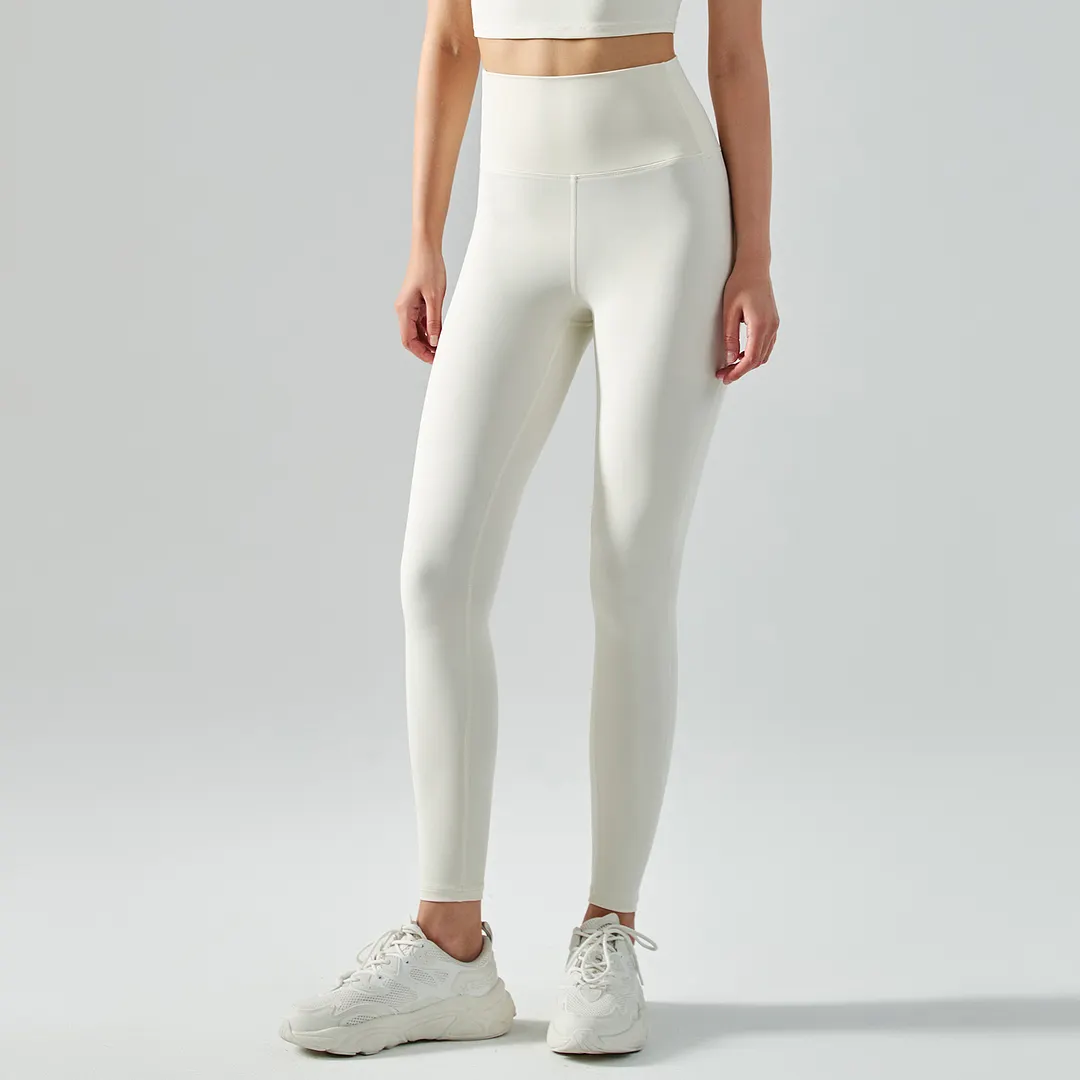 Different types of high waist mid rise butt lifting squat proof nylon sports yoga leggings online shopping on Hergymclothing Ivory White