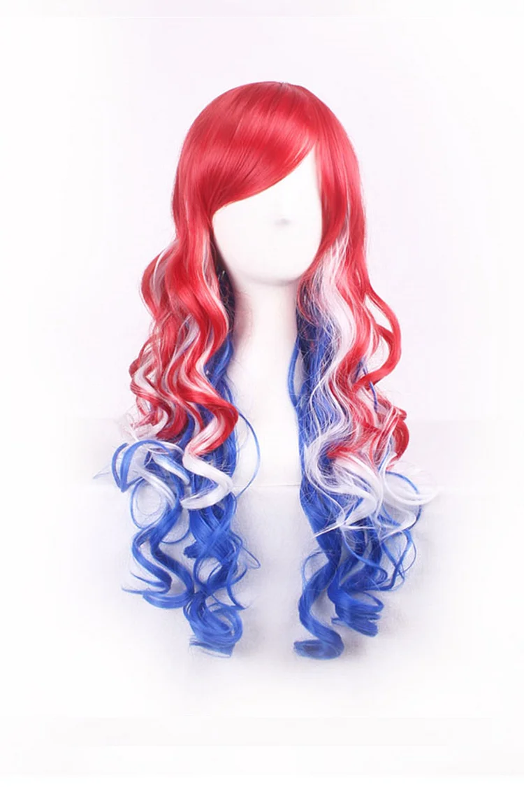 Gothic Gradient Party Oblique Bangs Big Wave Long Curly Hair Wigs