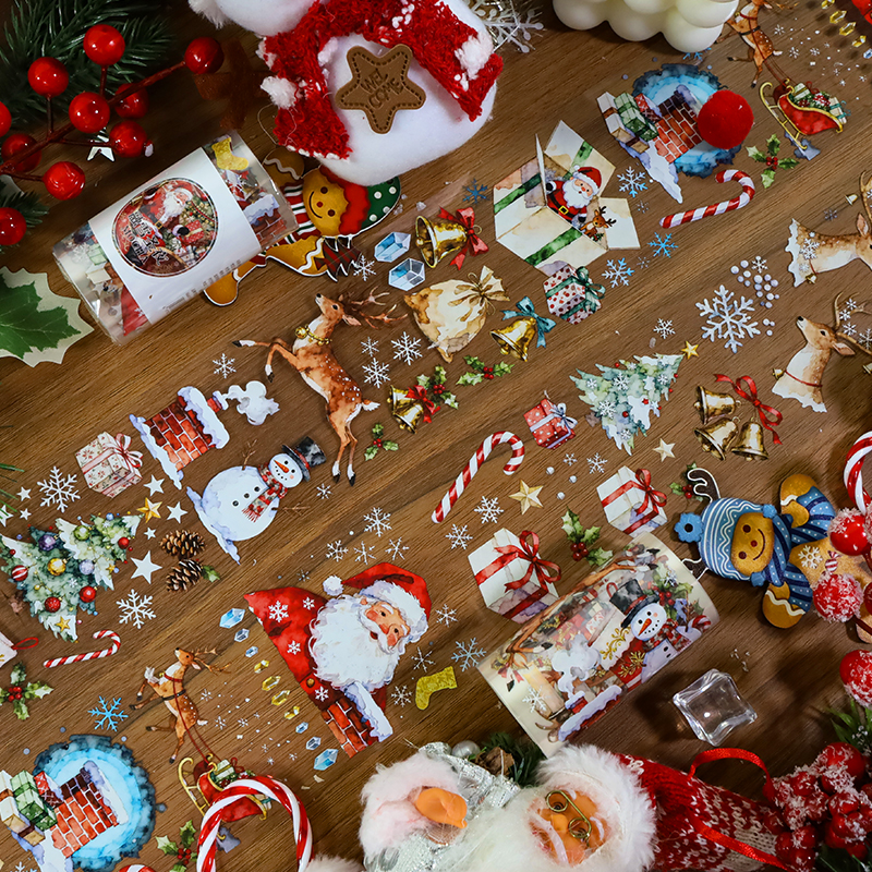 PET 테이프 - 70mm*200cm 빈티지 크리스마스 산타클로스 선물