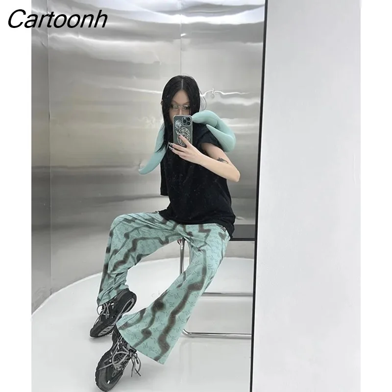 Cartoonh Hip Hop Goth Y2k Elastic High Waist Pants Summer Thin Chic Harajuku Aesthetic Trousers Female Korean Vintage Sweatpants