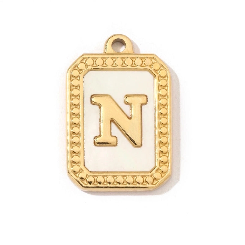 A Pack Of 3 201 Stainless Steel Shell 18K Gold Plated Letter Polished Pendant