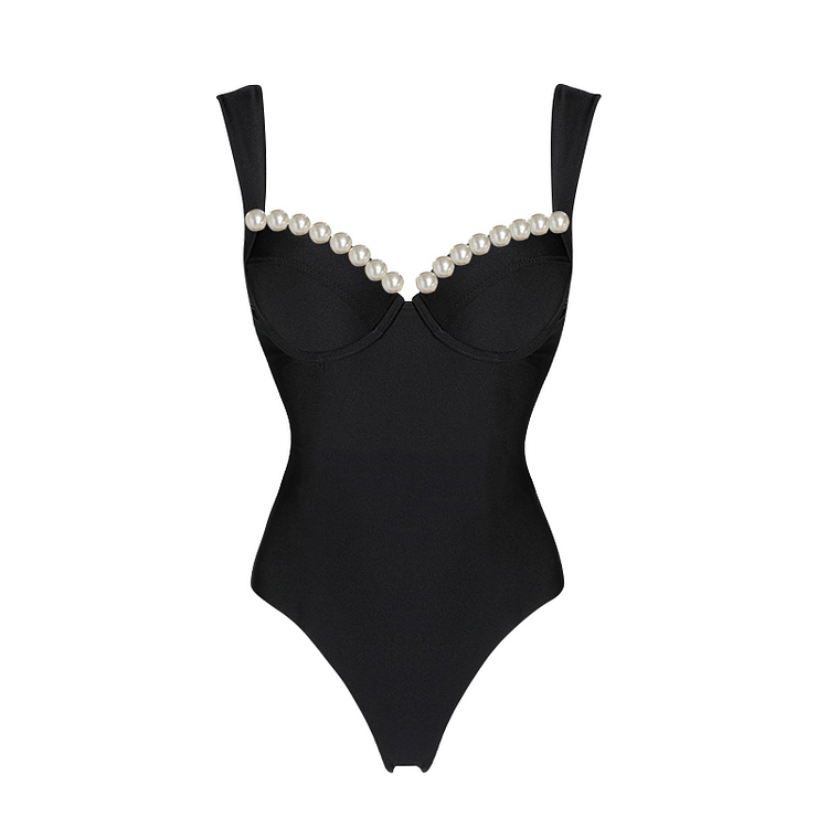 Artificial Pearl One Piece Swimsuit and Skirt Flaxmaker