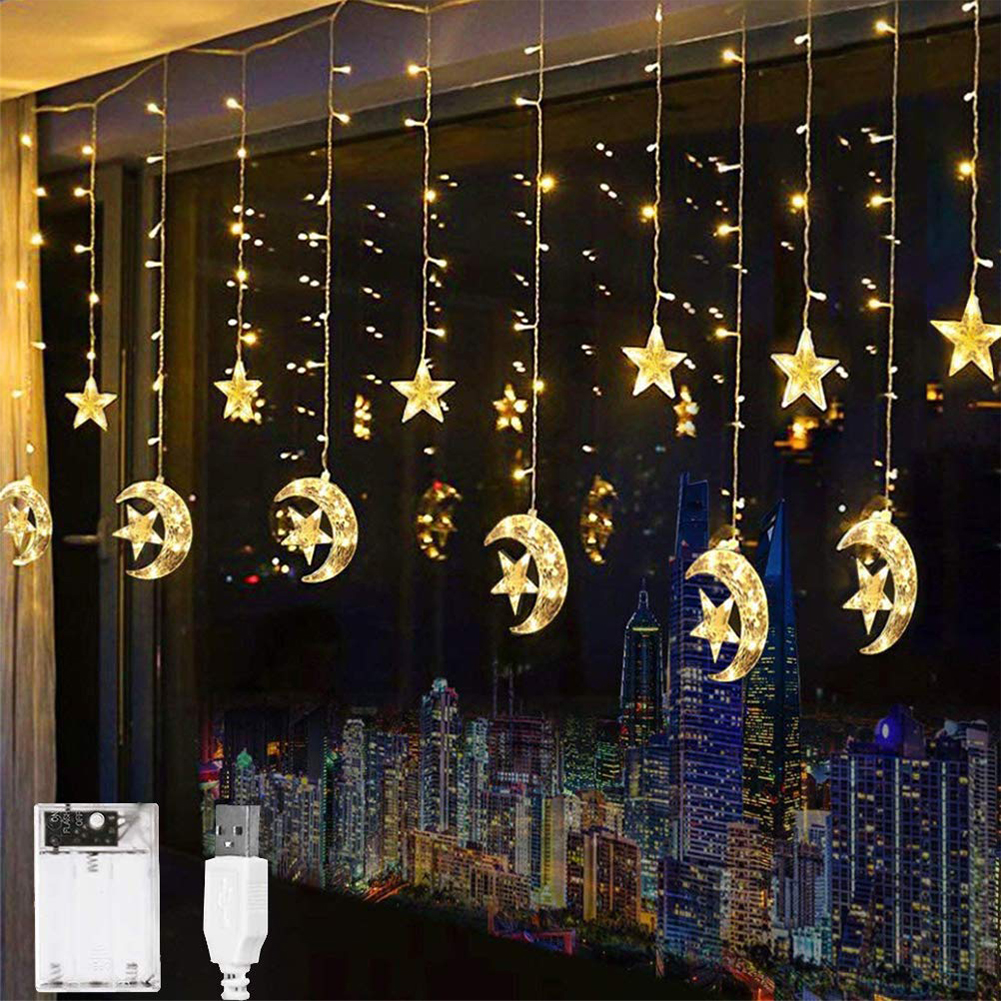 LED Moon Star Curtain Light Home Room Decoration