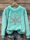 Classy Snowflake Glitter Rhinestones Cozy Plush Sweatshirt 176d