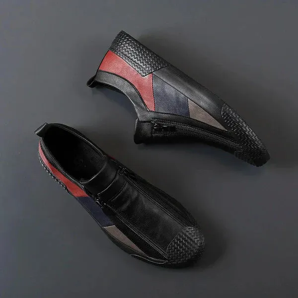 Men's Leather Zip Trainers &ndash; Modern Casual Low-Top Shoes &ndash; view 2