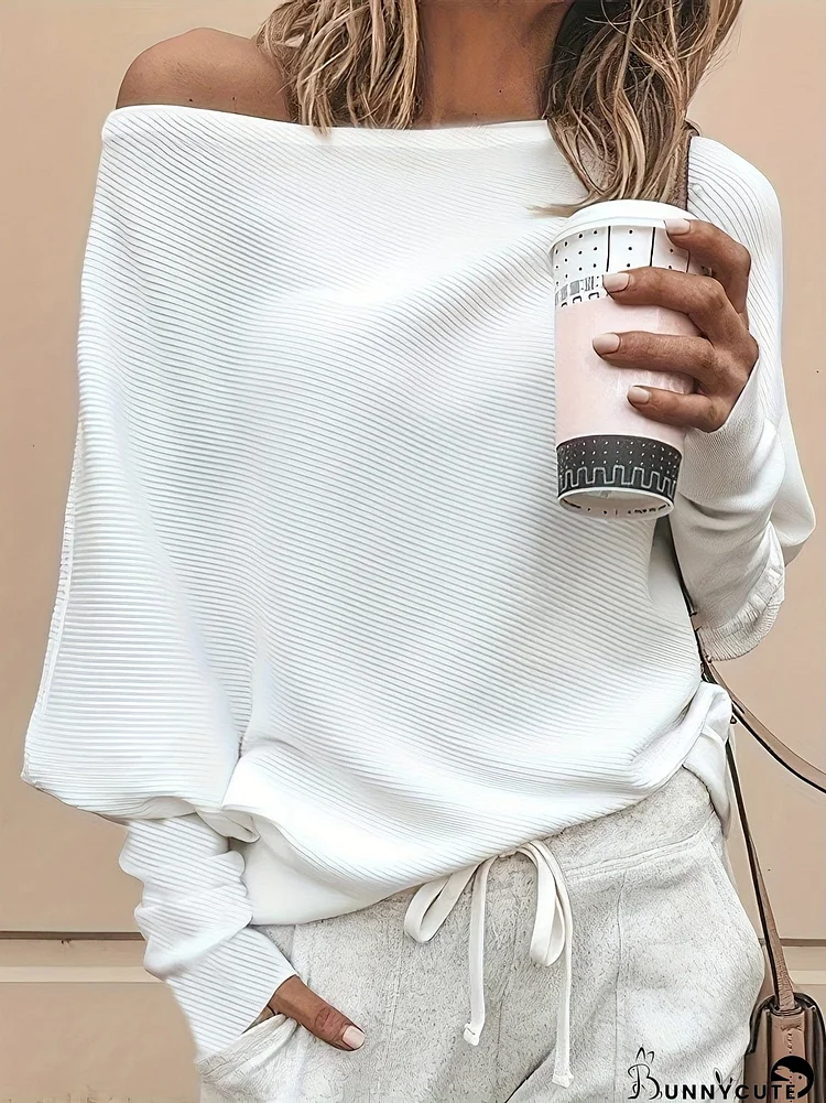 Ribbed Knit Asymmetrical T-Shirt