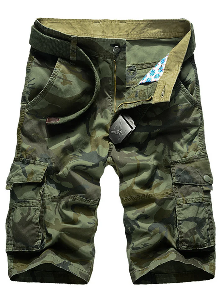 Men's Cargo Shorts Shorts Hiking Shorts Zipper Multi Pocket Camouflage Daily Holiday 100% Cotton Streetwear Stylish ArmyGreen Khaki Inelastic