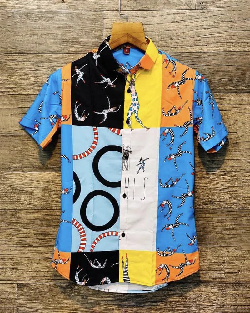 Men Spliced Casual Shirts