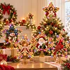DIY Diamond Painting Wooden Christmas Tree Topper Star With Light, Double Side Drills,Holiday Tree Top Decoration with Spring Base, Removable Tabletop Christmas Decor
