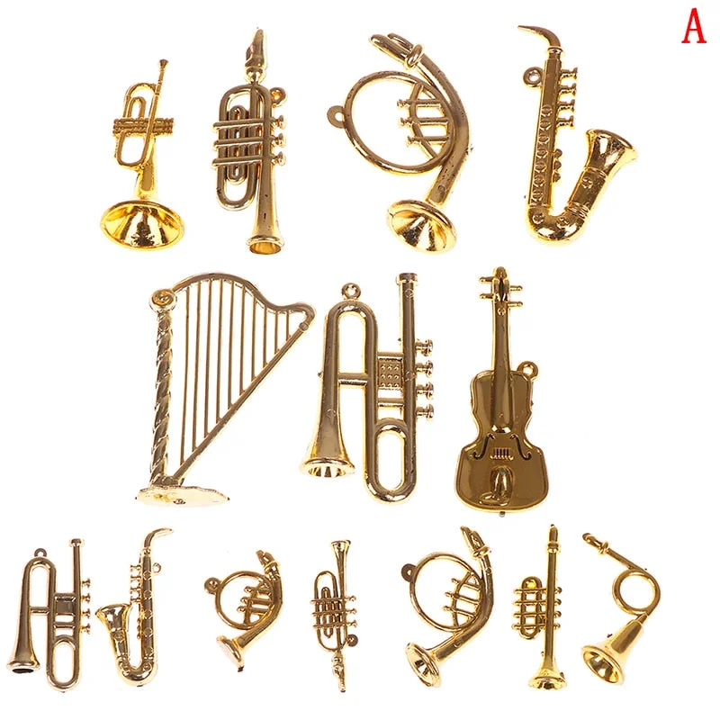 Mini Plastic Musical Instrument Good Gift For Friends Collecting Gold Christmas Tree Hanging Xmas Decor