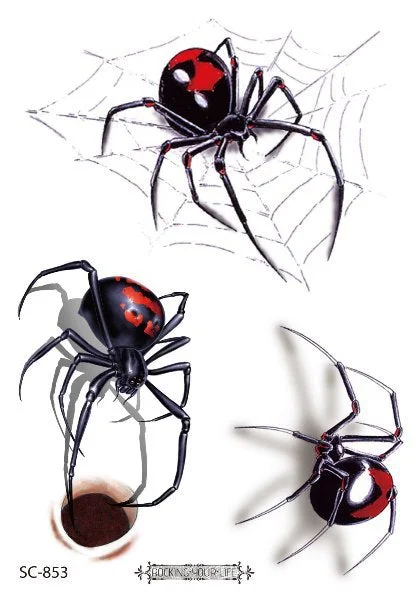 3D Spider Tattoo Stickers Temporary Tatoo Stickers For Halloween Fake Tatto Body Art Tatuajes Joke Tatouage Temporaire